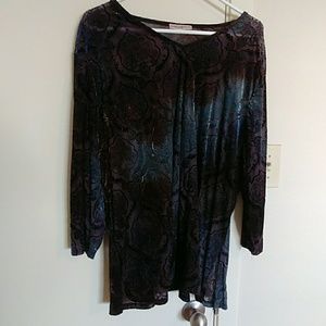 3x Susan Lawrence Woman velvet sheer burnout top!